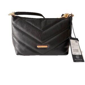 Rebecca Minkoff Edie Chain Chevron Black Leather Crossbody Shoulder Bag NWT $225